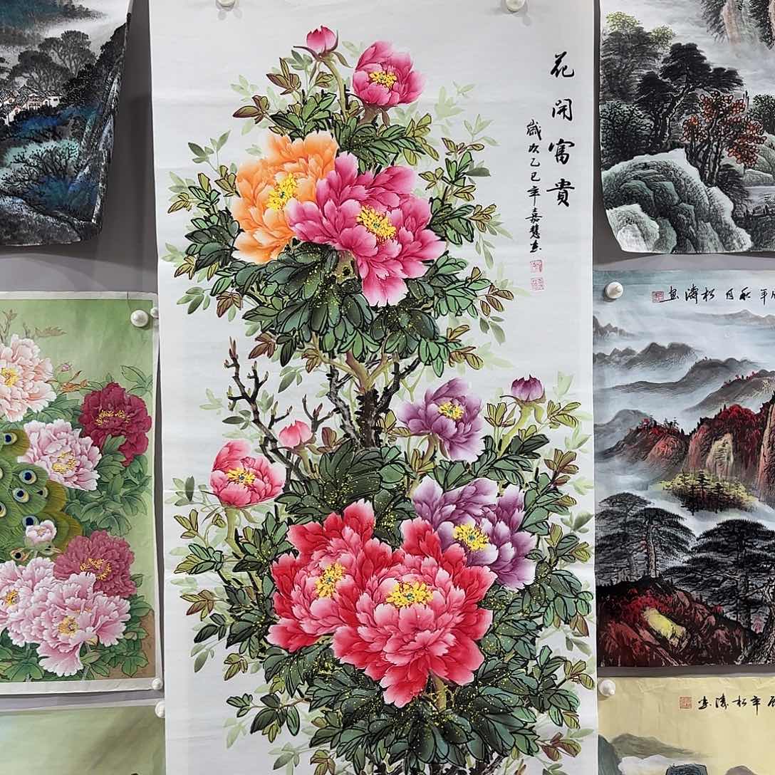 国画尺寸70X138手绘作品 