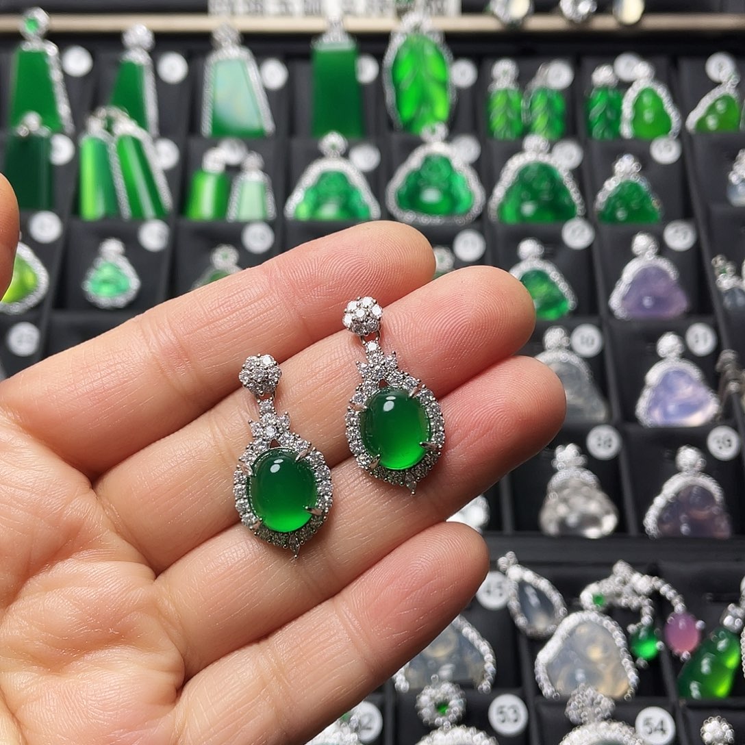 玛瑙/玉髓合金耳钉