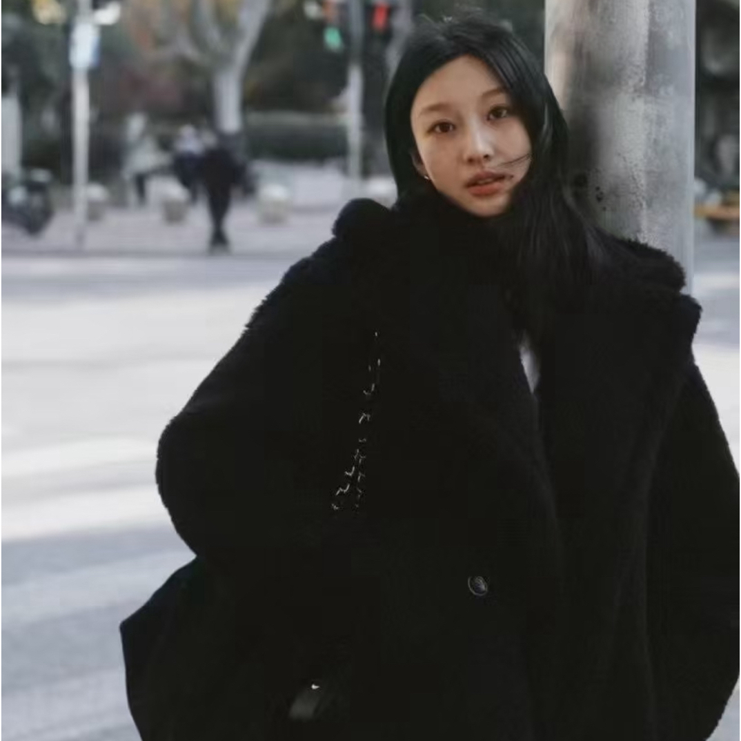 未使用 MaxMara OLGA 2025秋冬新品黑色羊驼毛泰迪短款外套