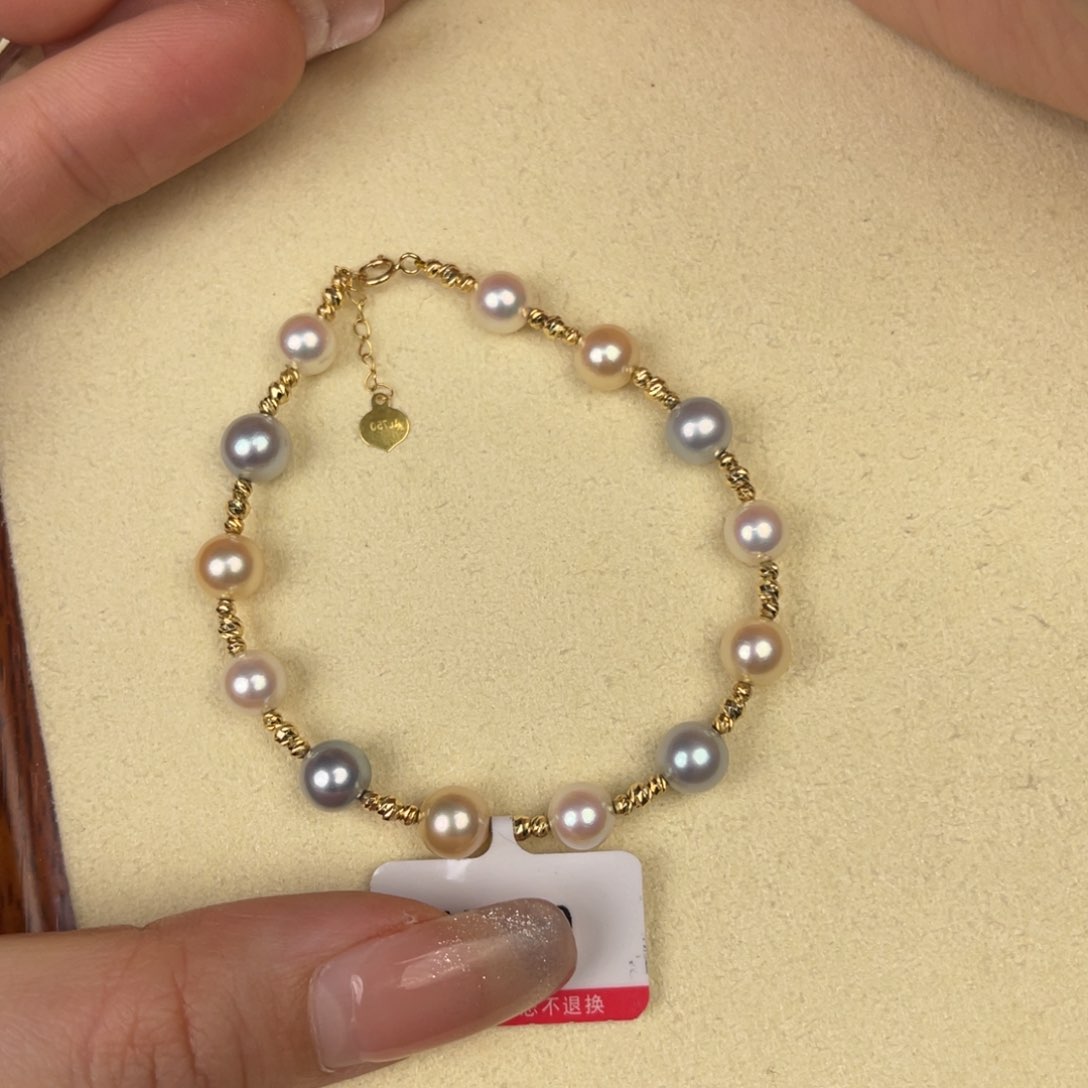 海水珍珠手链18K金镶嵌
