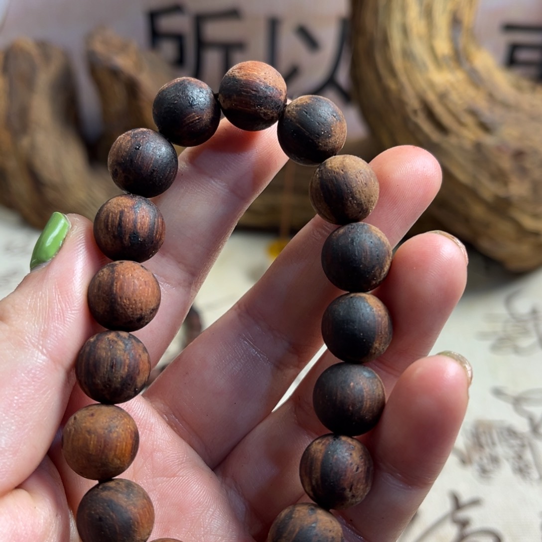 降真香手串/手链1.2x17糖结黄油花珠