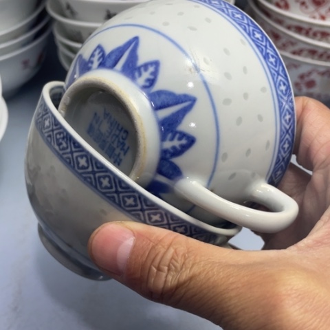 景德镇陶瓷青花玲珑咖啡杯2个