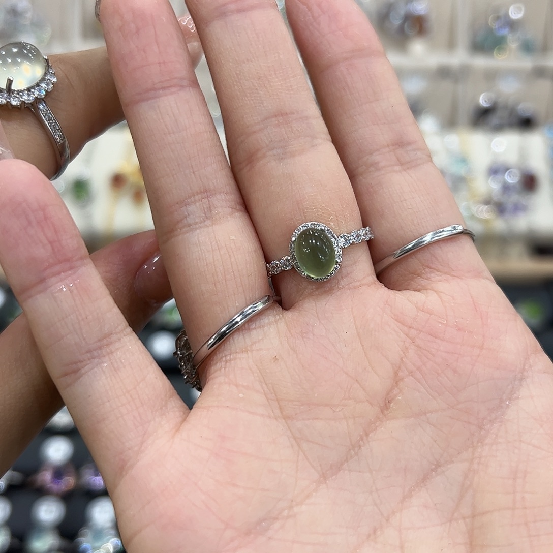 ****～岫玉银S925镶嵌戒指