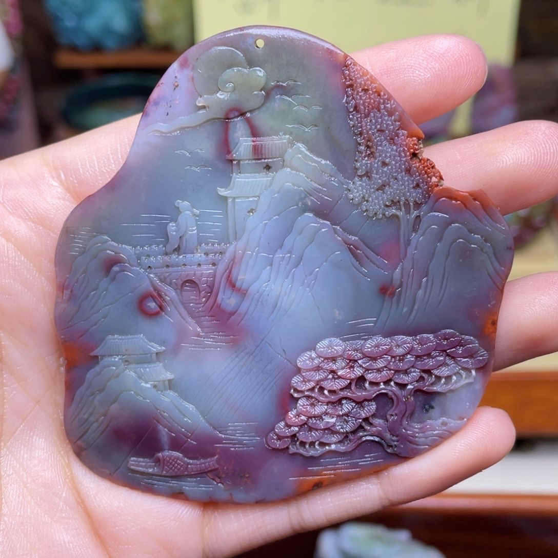 玛瑙/玉髓珠宝半成品未镶嵌渺***恒盐源玛瑙大山水