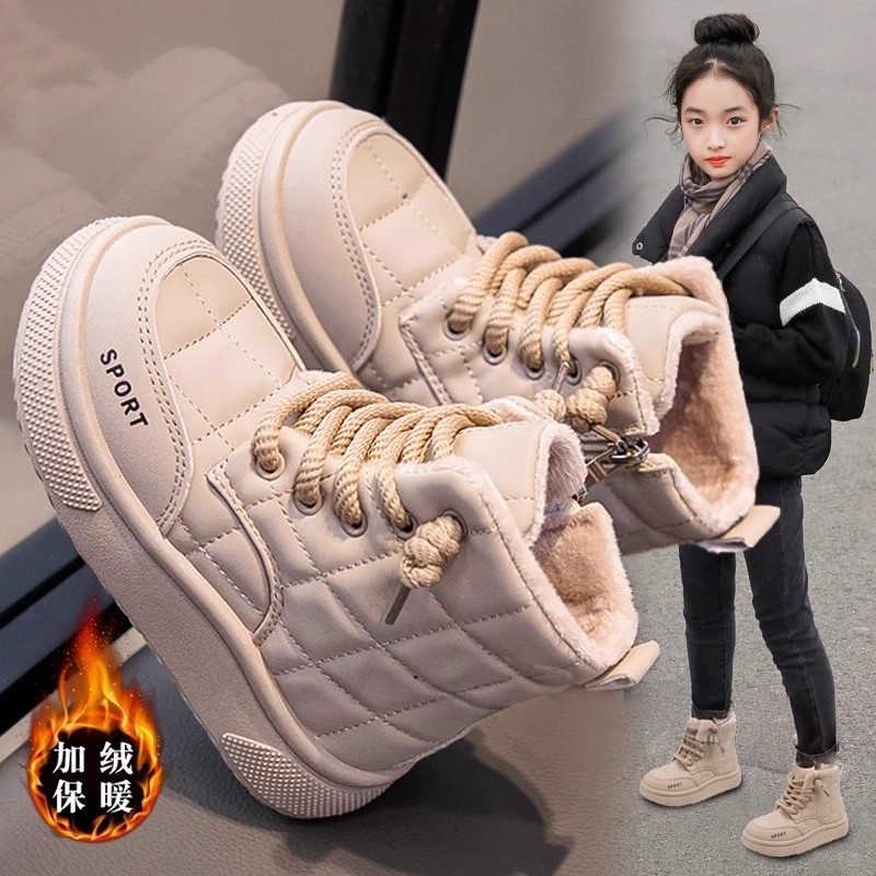 ABC儿童雪地靴2025冬季新款女童大棉鞋加绒加厚女孩马丁棉靴冬鞋