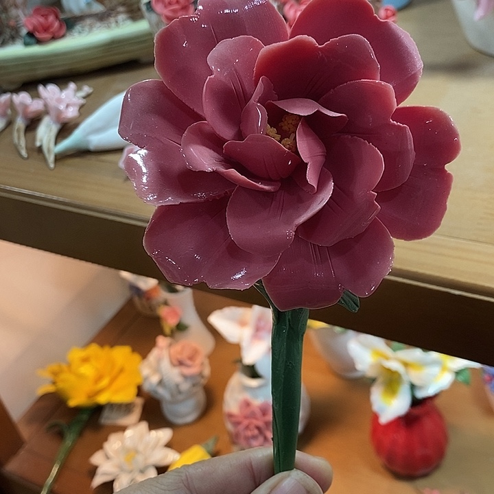 瓷片纯手工陶瓷花摆件1