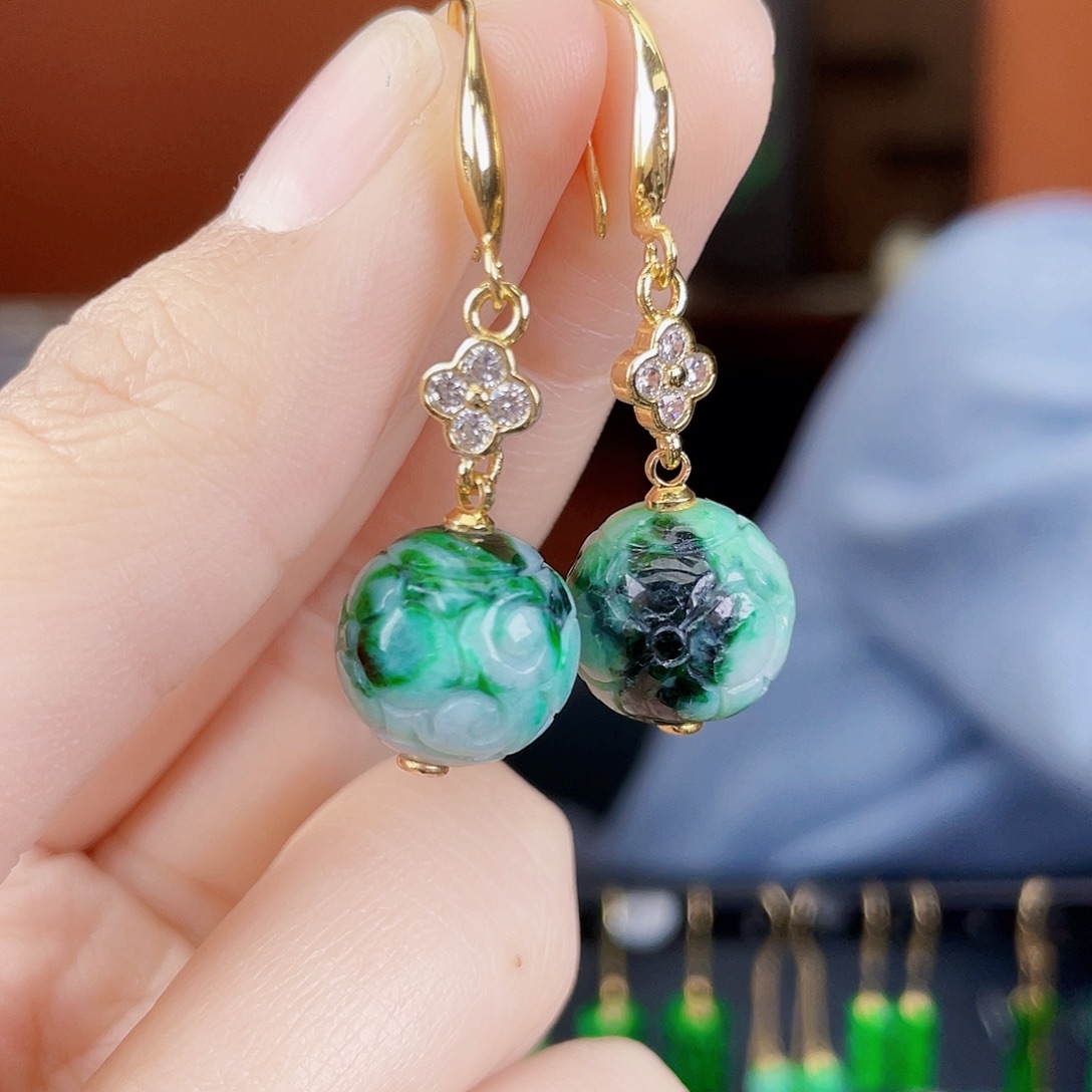 翡翠未镶嵌耳饰饰品