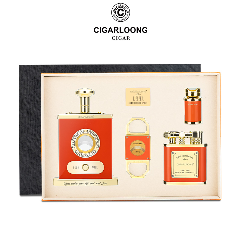 茄龙雪茄工具锌合金锋利雪茄剪防风打火机烟托开孔器套装CL-tz263