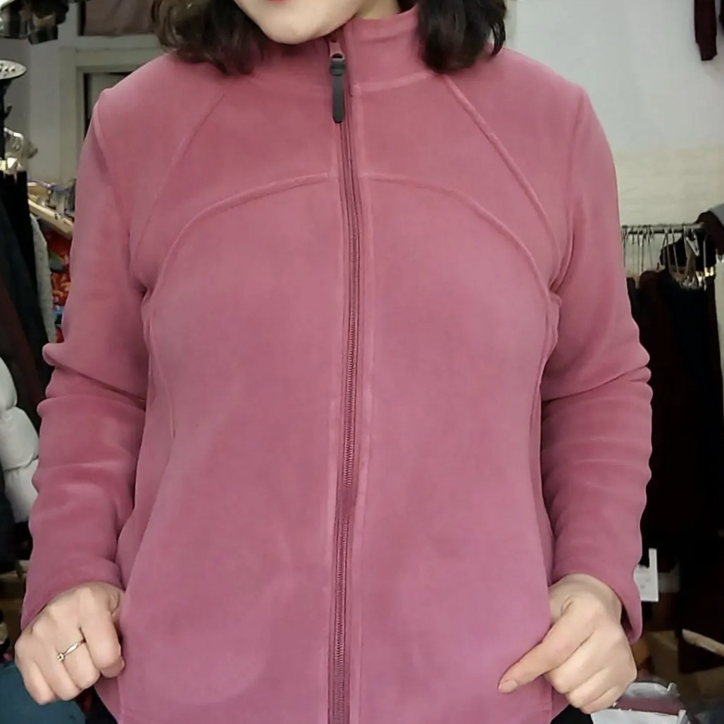 秋冬摇粒绒加绒加厚保暖修身显瘦口袋立领女士外套