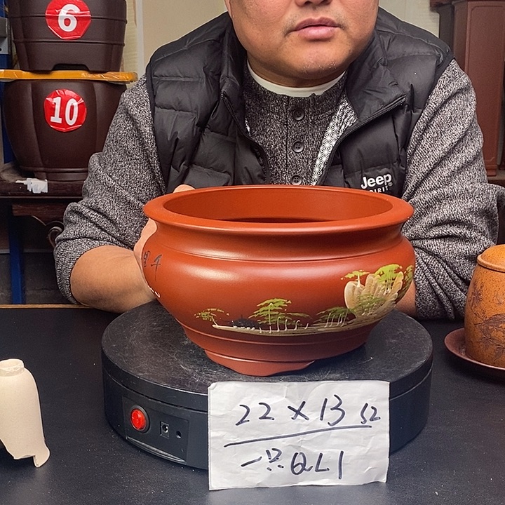 紫砂花盆货号一只QL1
