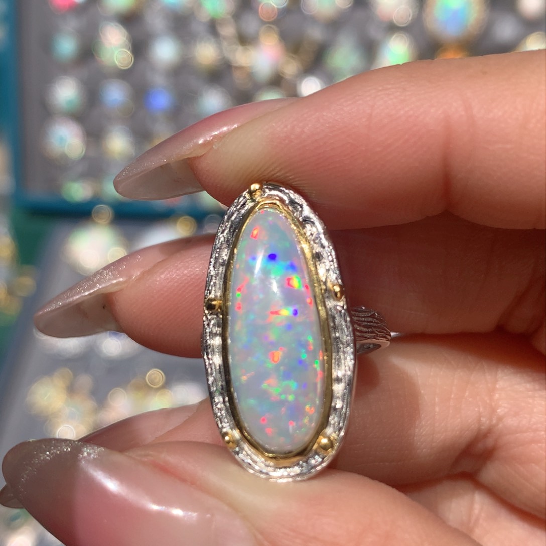 欧泊福利戒指银S925镶嵌