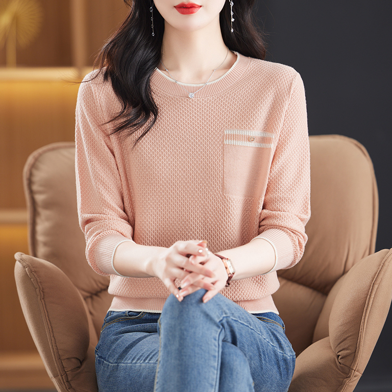 【羊毛衫】洋气百搭秋季长袖女士薄款气质春秋不缩水时尚圆领衫套头