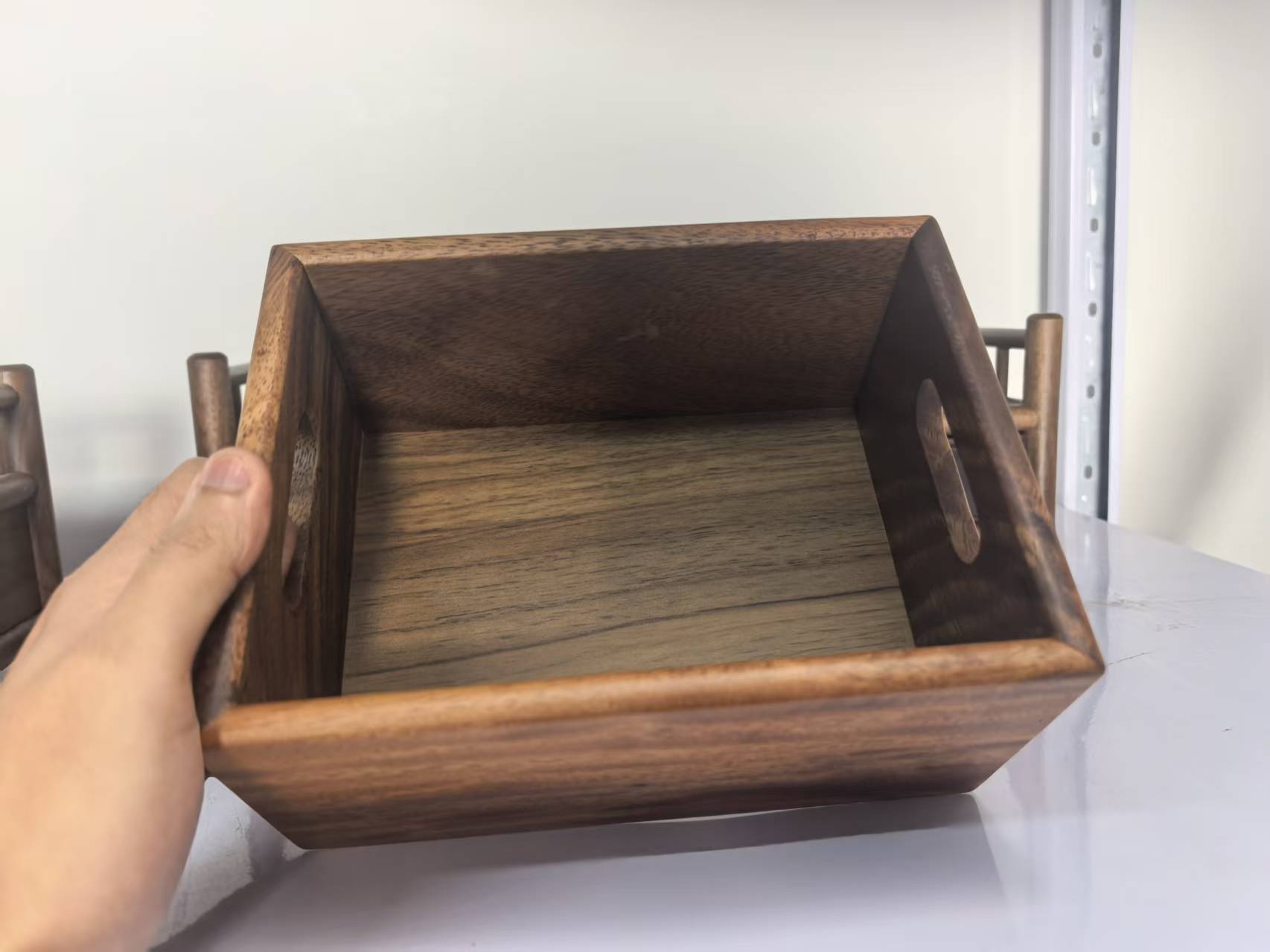 实木收纳筐桌面收纳盒家用实木储物盒杂物整理盒手提篮