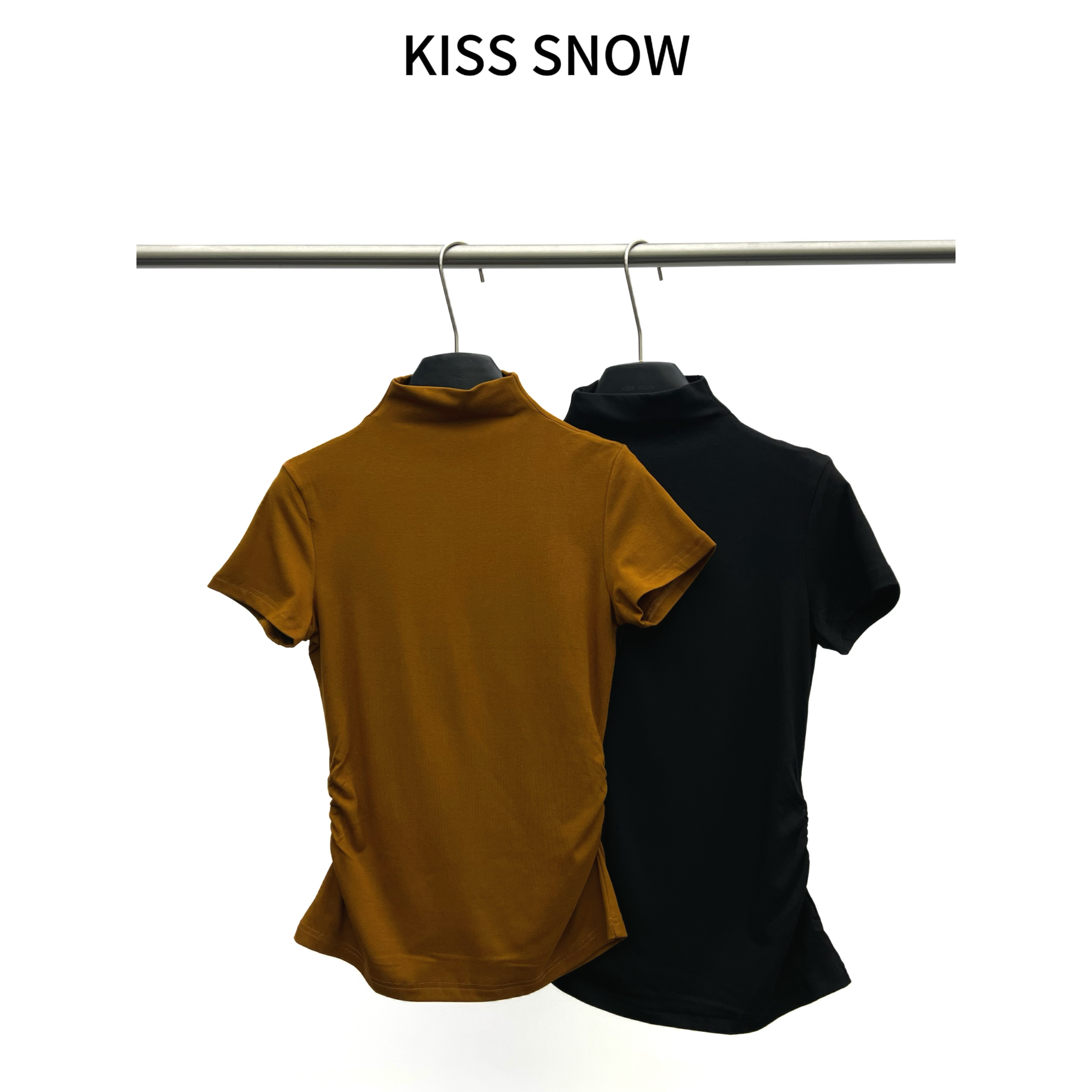 【KS】秋新 高领短袖修身T恤