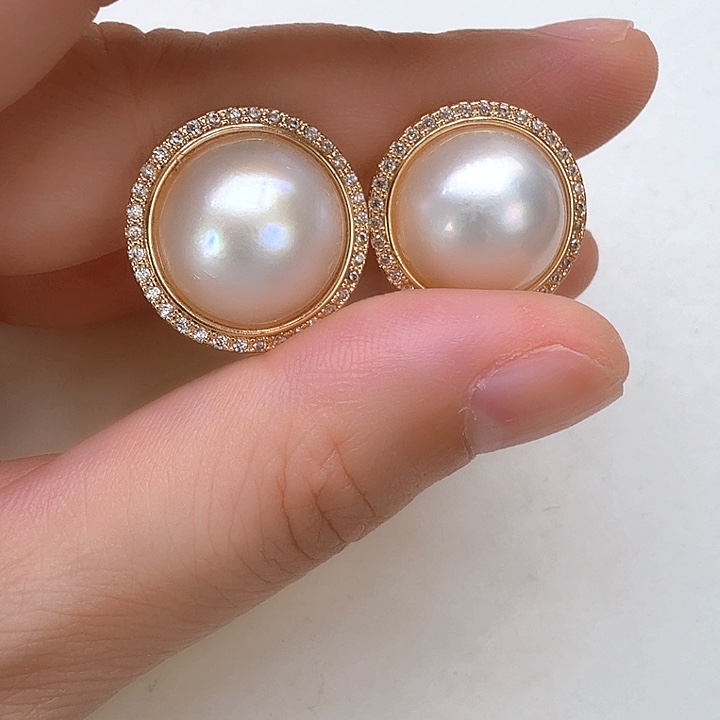 耳饰未镶嵌拼合珍珠（马贝珠）