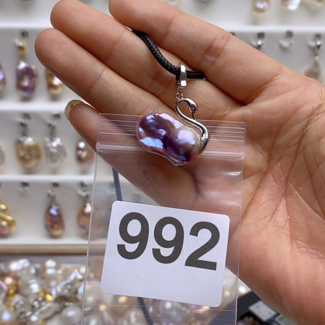 淡水珍珠颈饰银S925镶嵌992