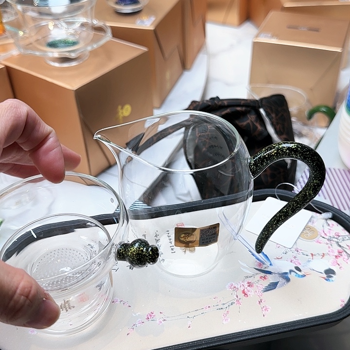 守**泽禾器黑金怡然公道杯加奉珠茶漏激光