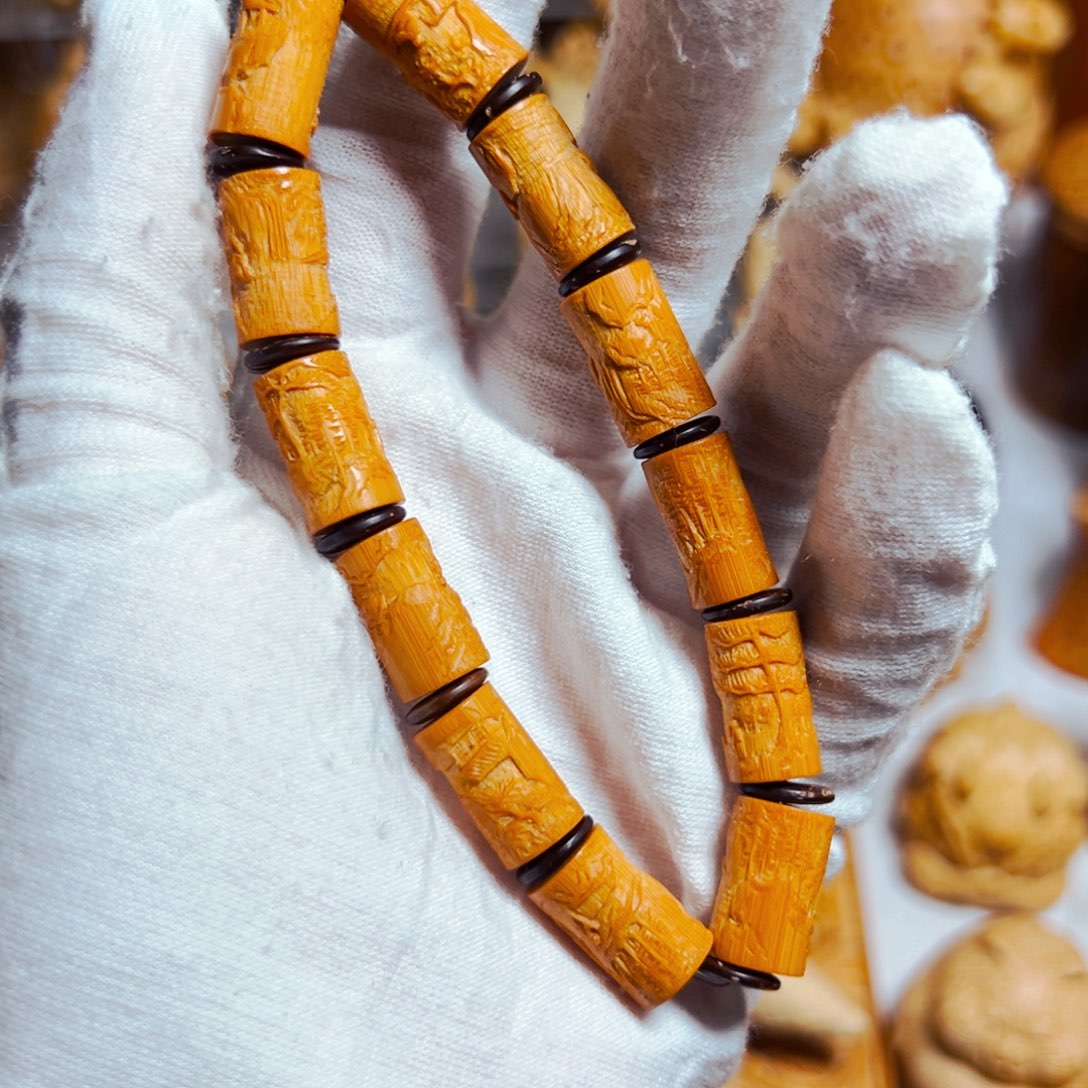 挺***竹根雕竹雕浅粉色。                 