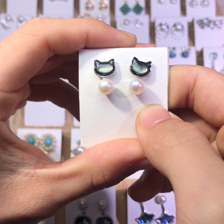 淡水珍珠耳饰银S925镶嵌