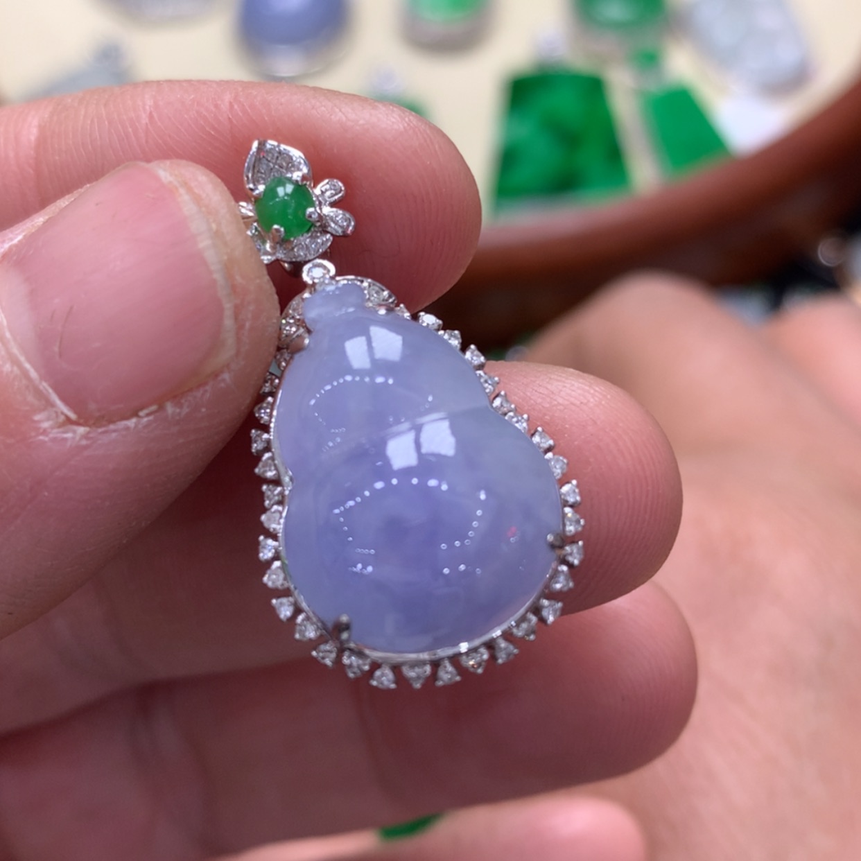 【闪购商品】翡翠颈饰18K金镶嵌葫芦