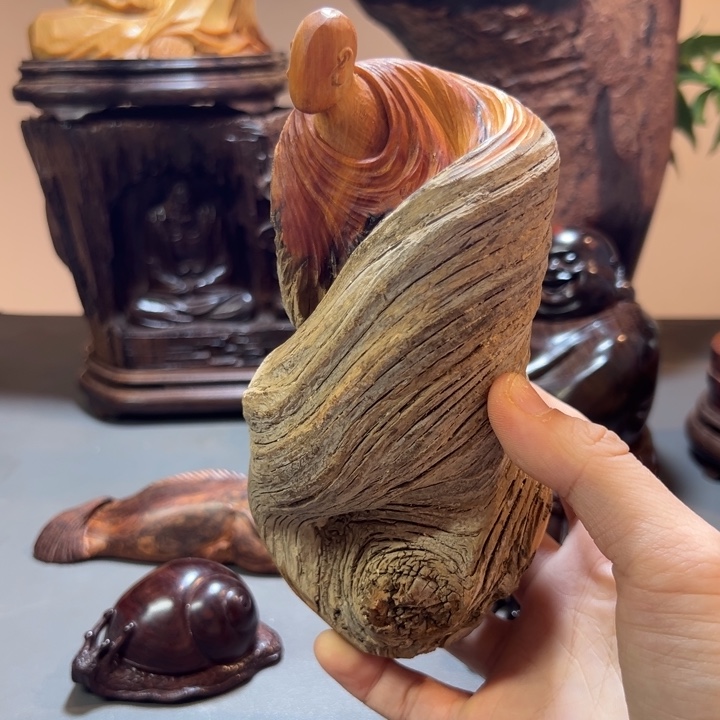 心***猿木崖柏无相佛摆件