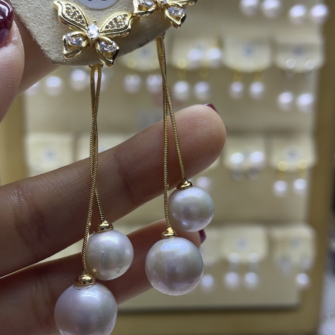 淡水珍珠耳饰银S925镶嵌