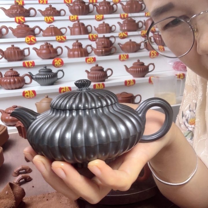 紫砂茶壶宜兴紫砂壶源矿朱泥筋纹器