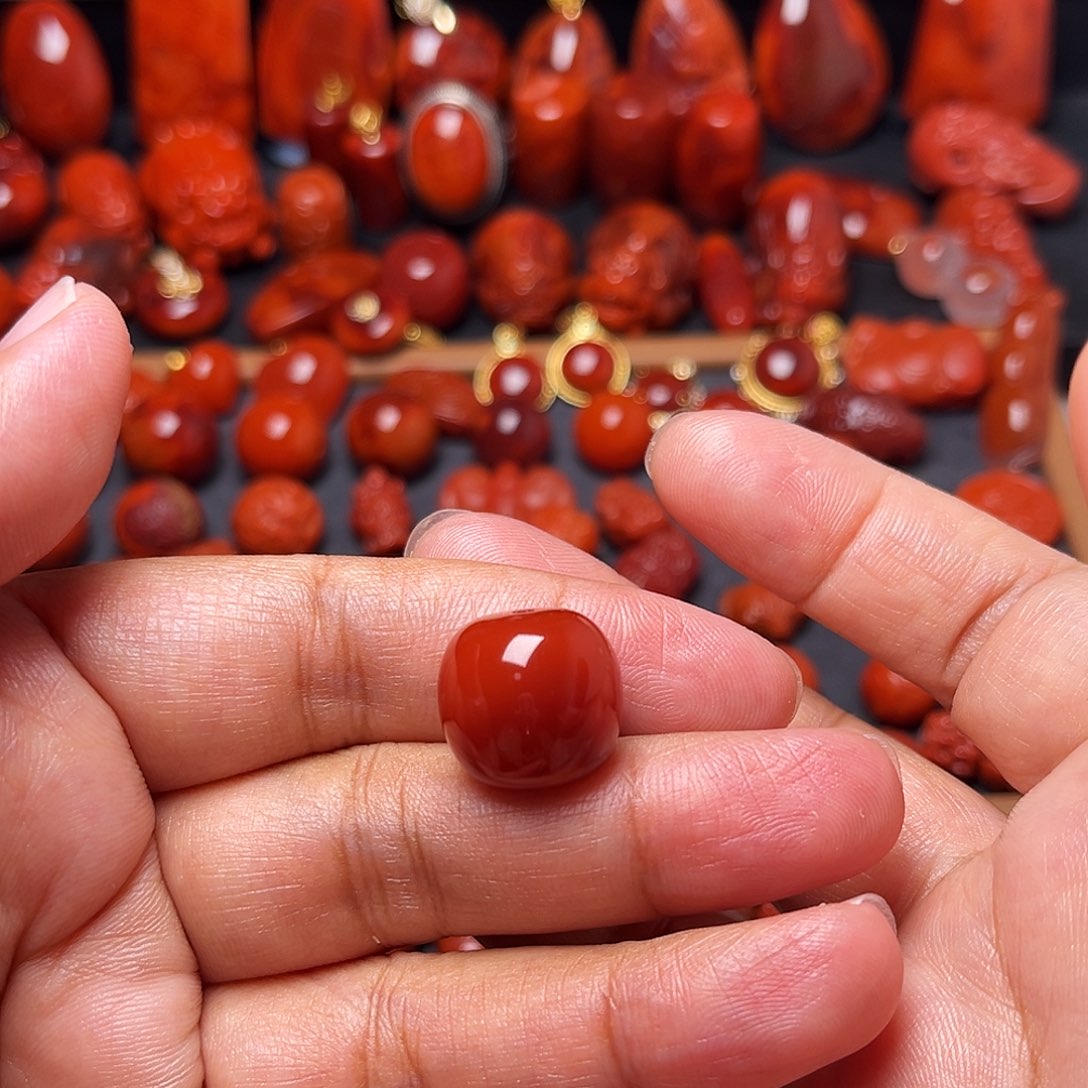 南红玛瑙未镶嵌配饰火焰纹老型15.9mm