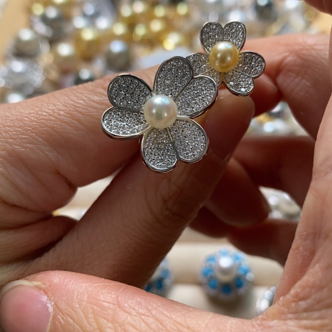 海水珍珠戒指银S925镶嵌