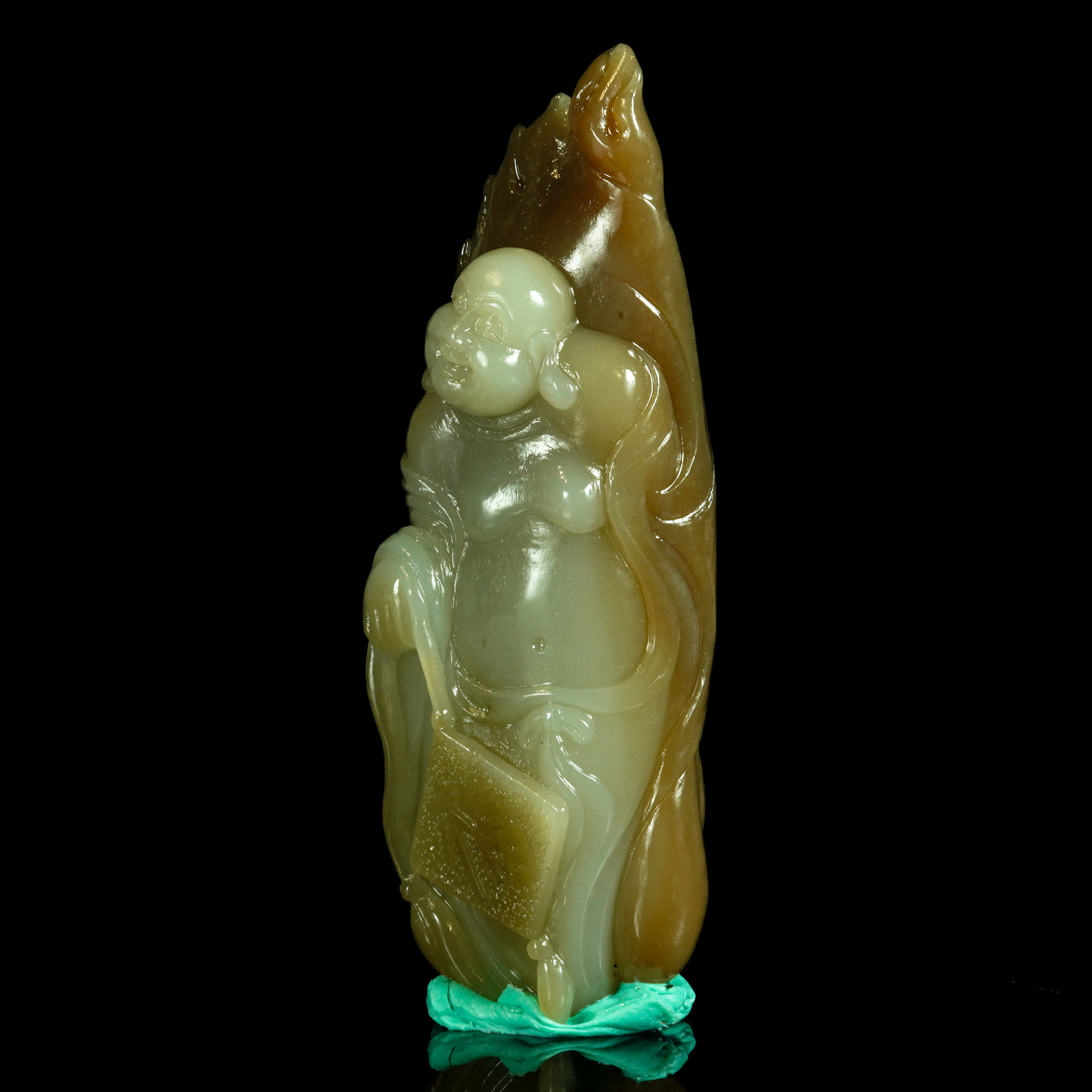 LOT.031和田玉弥勒佛手把件/X1872