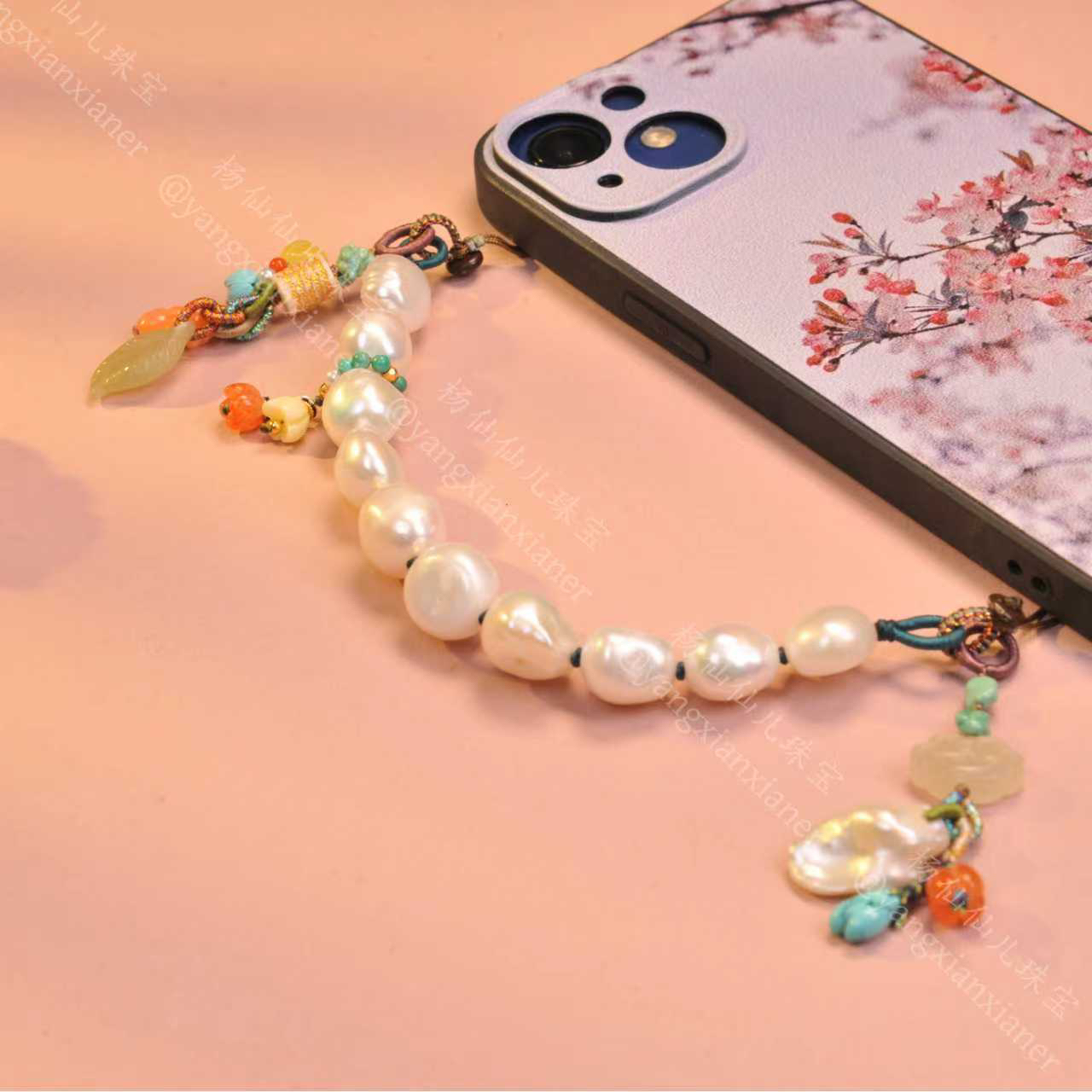 925银银制品 【杨仙仙珠宝】银镶多宝手机链- X4119 自发