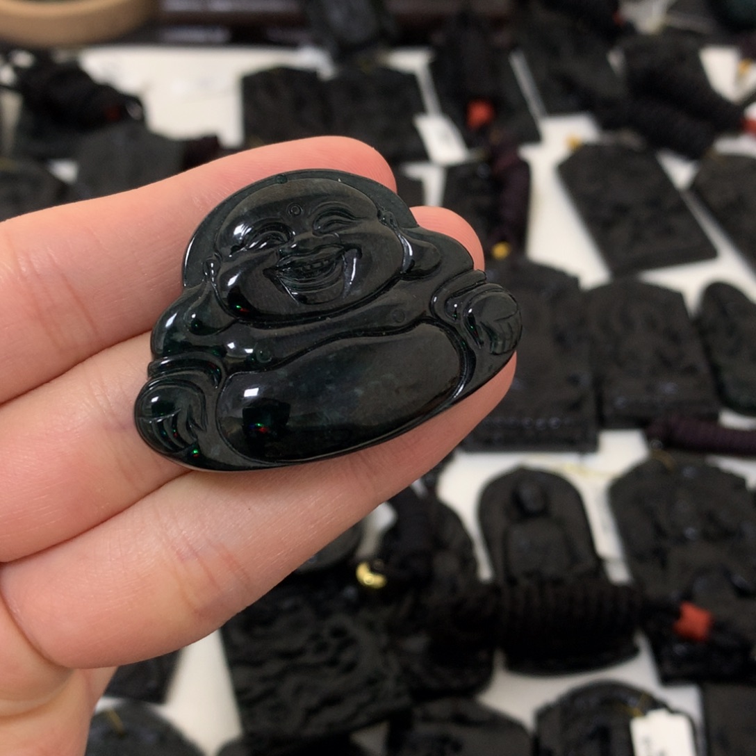 翡翠未镶嵌颈饰天然a货钢琴黑挂件