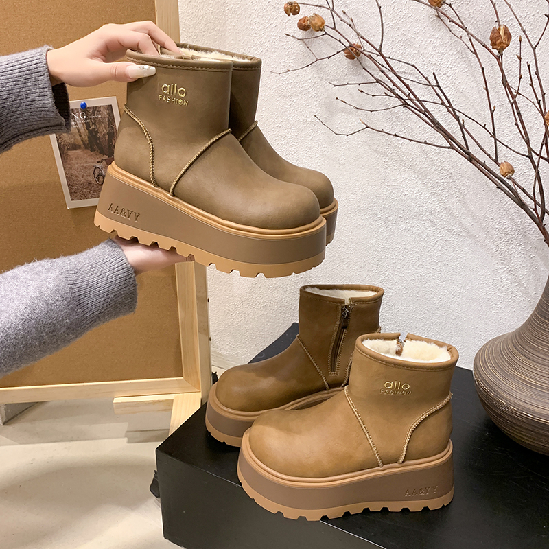 冬季增高修面皮保暖时尚雪地靴马丁靴秋冬雪地靴