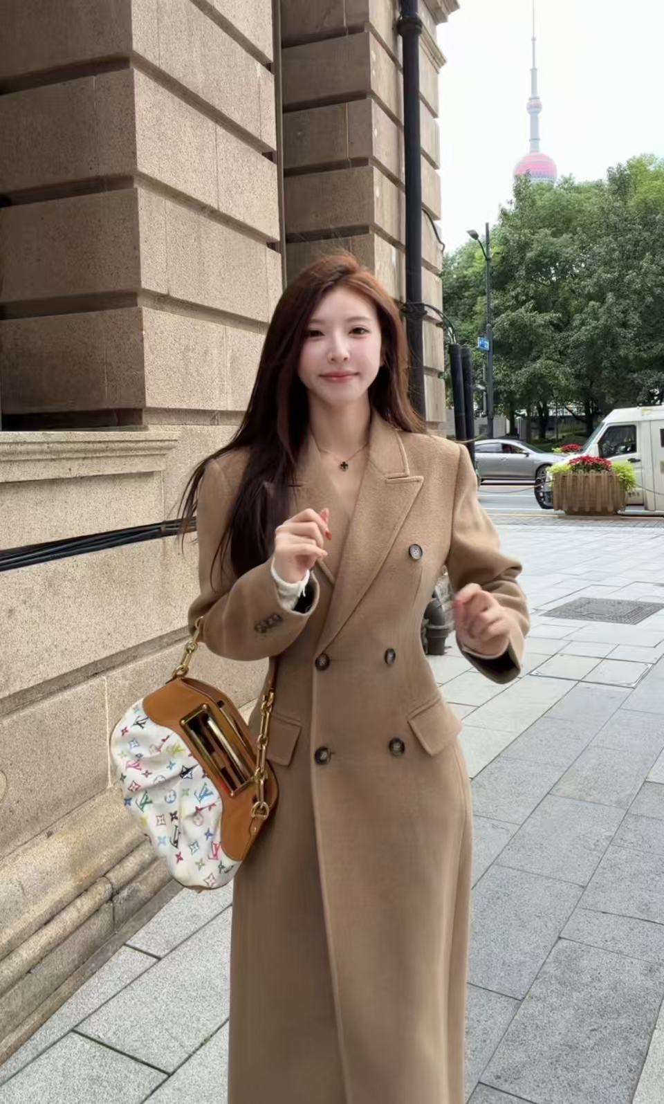 【月升沧海】秋冬新品收腰显瘦呢子长款设计师大衣百搭秋冬修身大衣