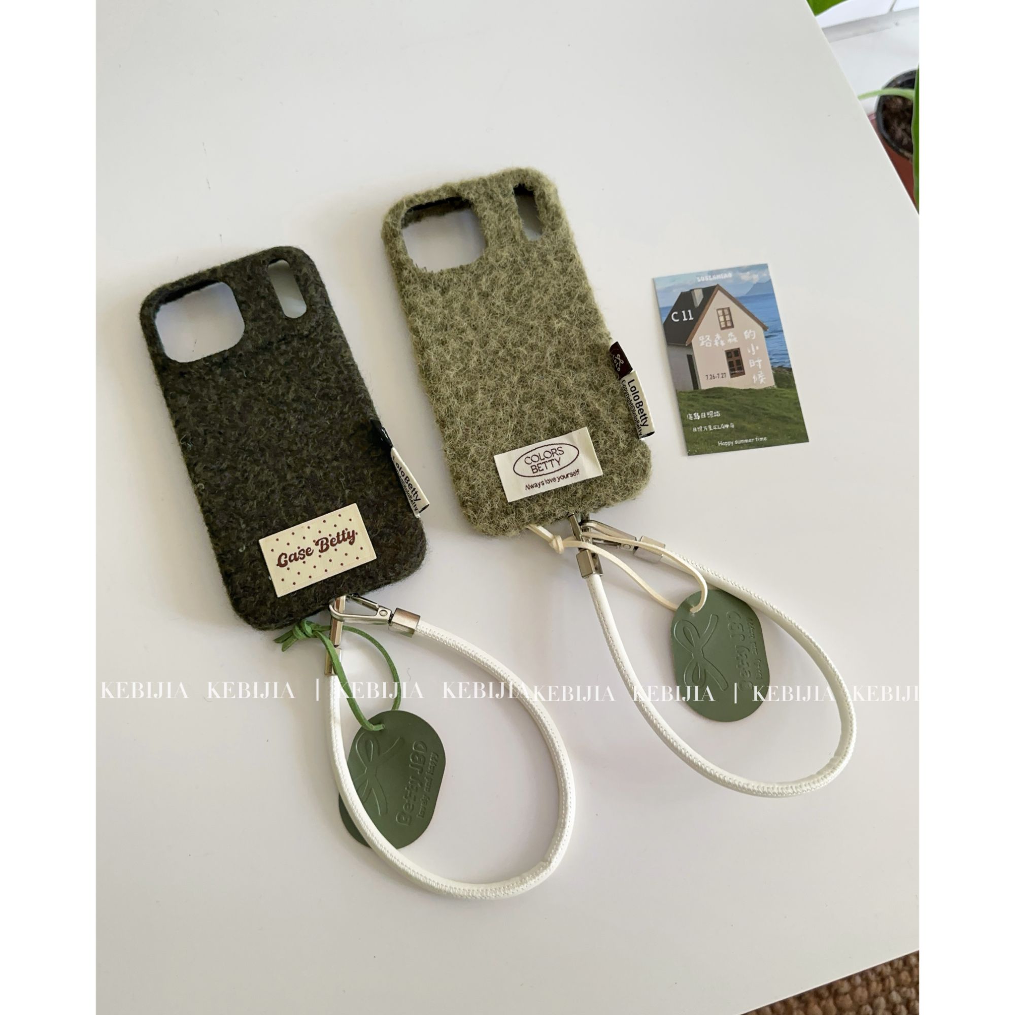  ins秋冬复古毛绒皮质挂绳防摔适用于苹果17promax15/16手机壳