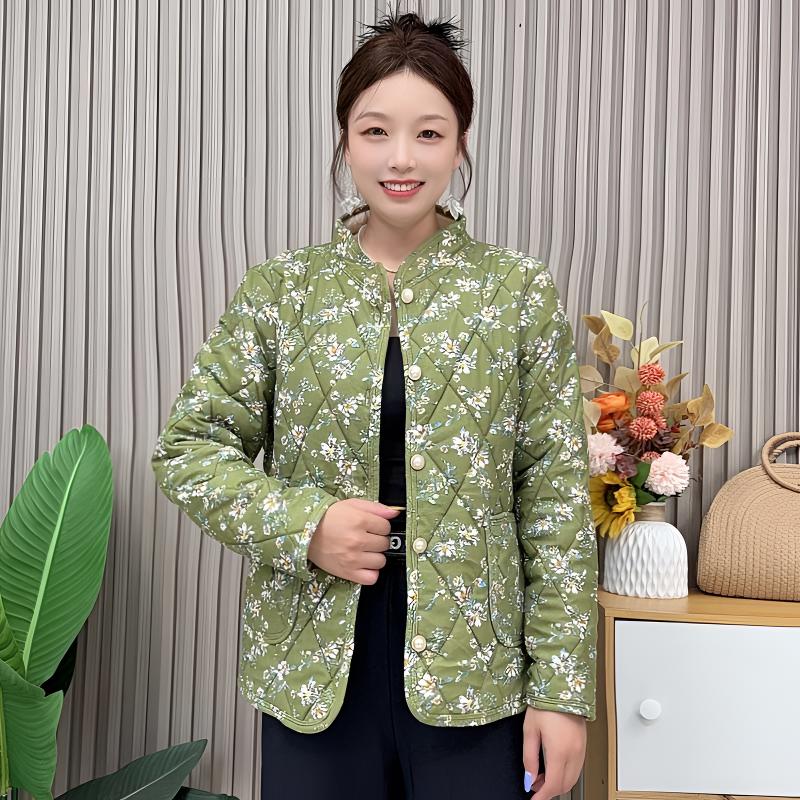 棉衣短款保暖女棉服小棉袄加绒厚款中老年女装休闲碎花妈妈装上衣