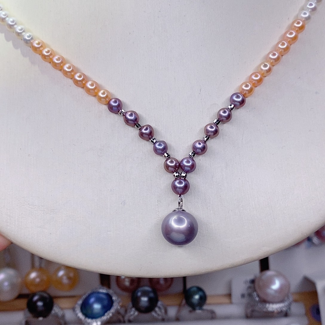 影***月项链淡水珍珠银S925镶嵌