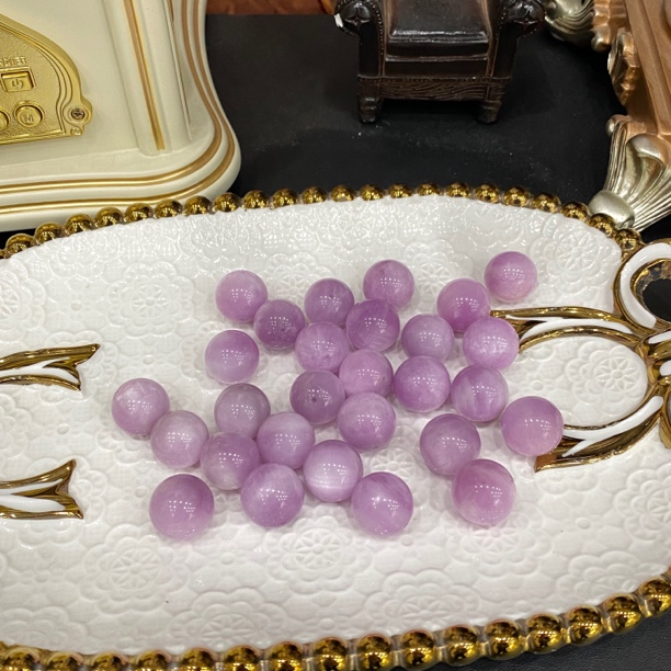 B769-天然紫锂辉单珠diy多宝手串配珠通孔-多样性发其一