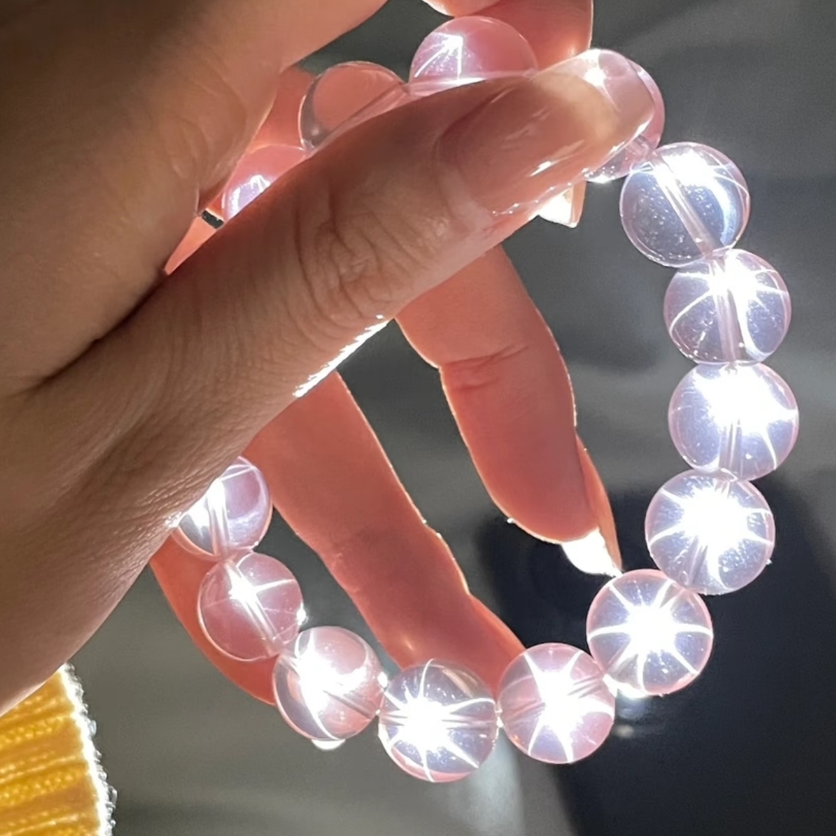 ZB天然凤九大颗六芒星粉水晶