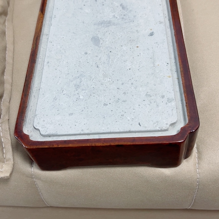 以***2砖雕大漆金砖吸水茶盘，微瑕