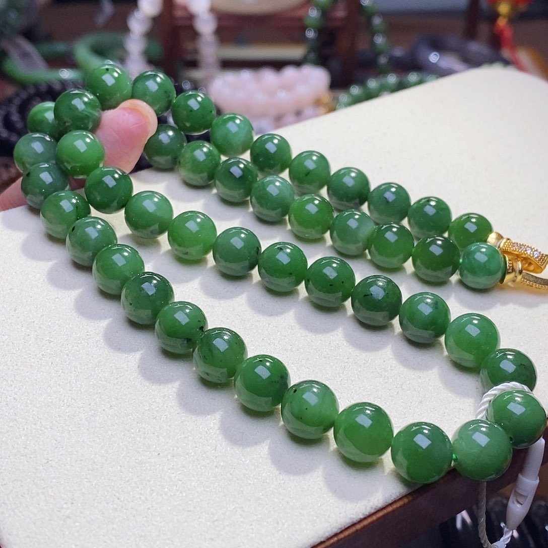 和田玉未镶嵌清货价老矿料碧玉妈妈链10m