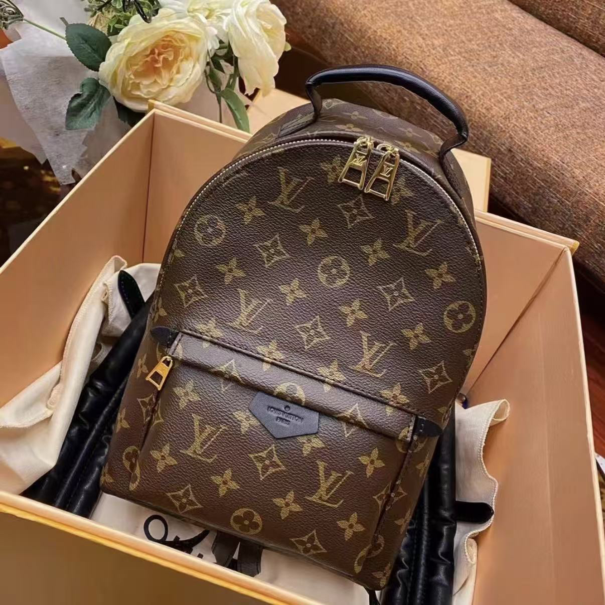 95新 LouisVuitton/路易威登 任意门奢品/lv小号老花双肩包/96新