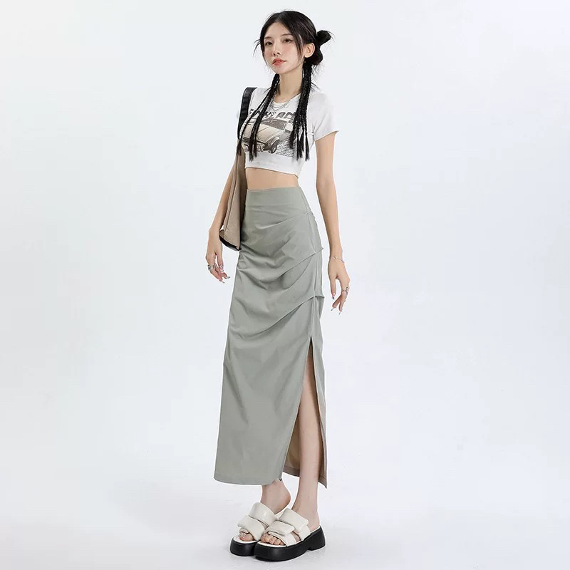 3973#设计感工装长半裙，默认瑕疵