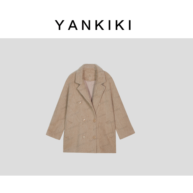 肉桂色绵羊毛西装大衣 YANKIKI 2025冬季新款NEW
