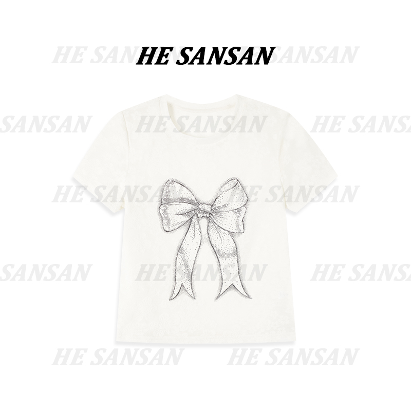 【SANSAN】极简气质蝴蝶上衣高奢百搭时尚短袖DY-4454