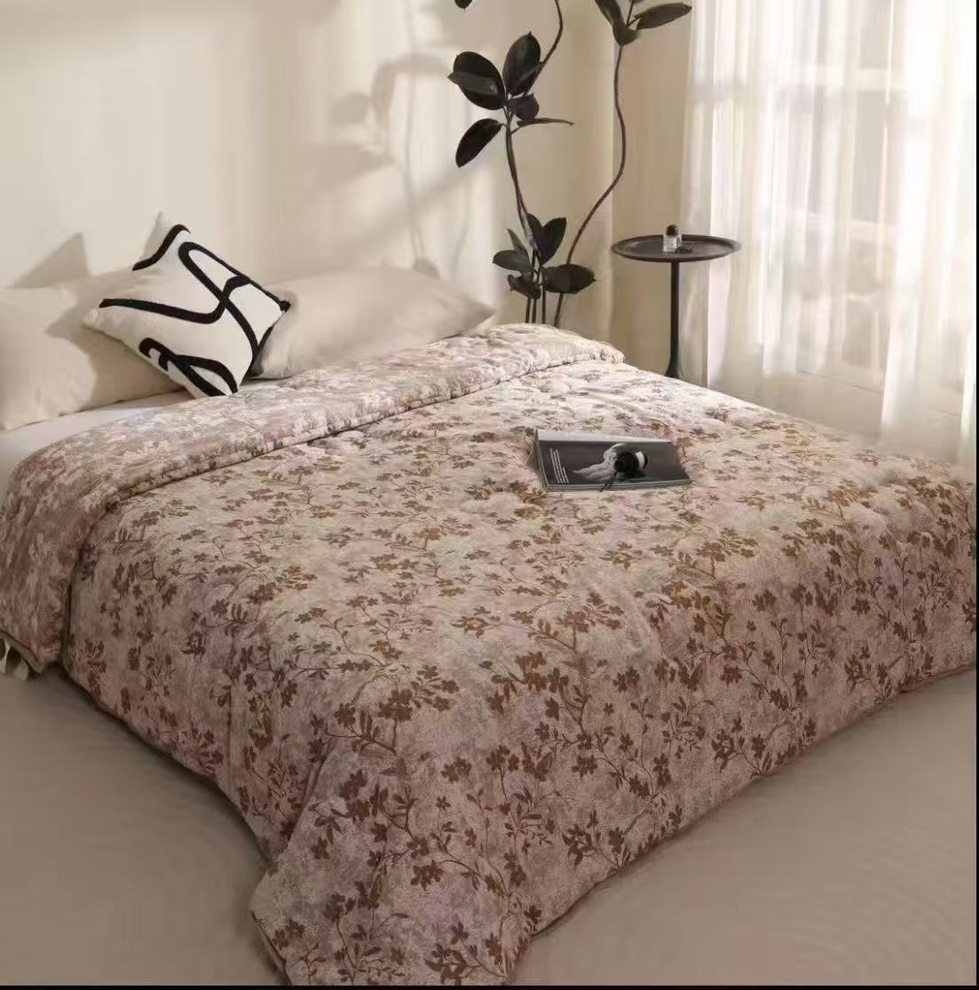 （喜上眉梢）240*250天麻床单 出口外贸高端定制款
