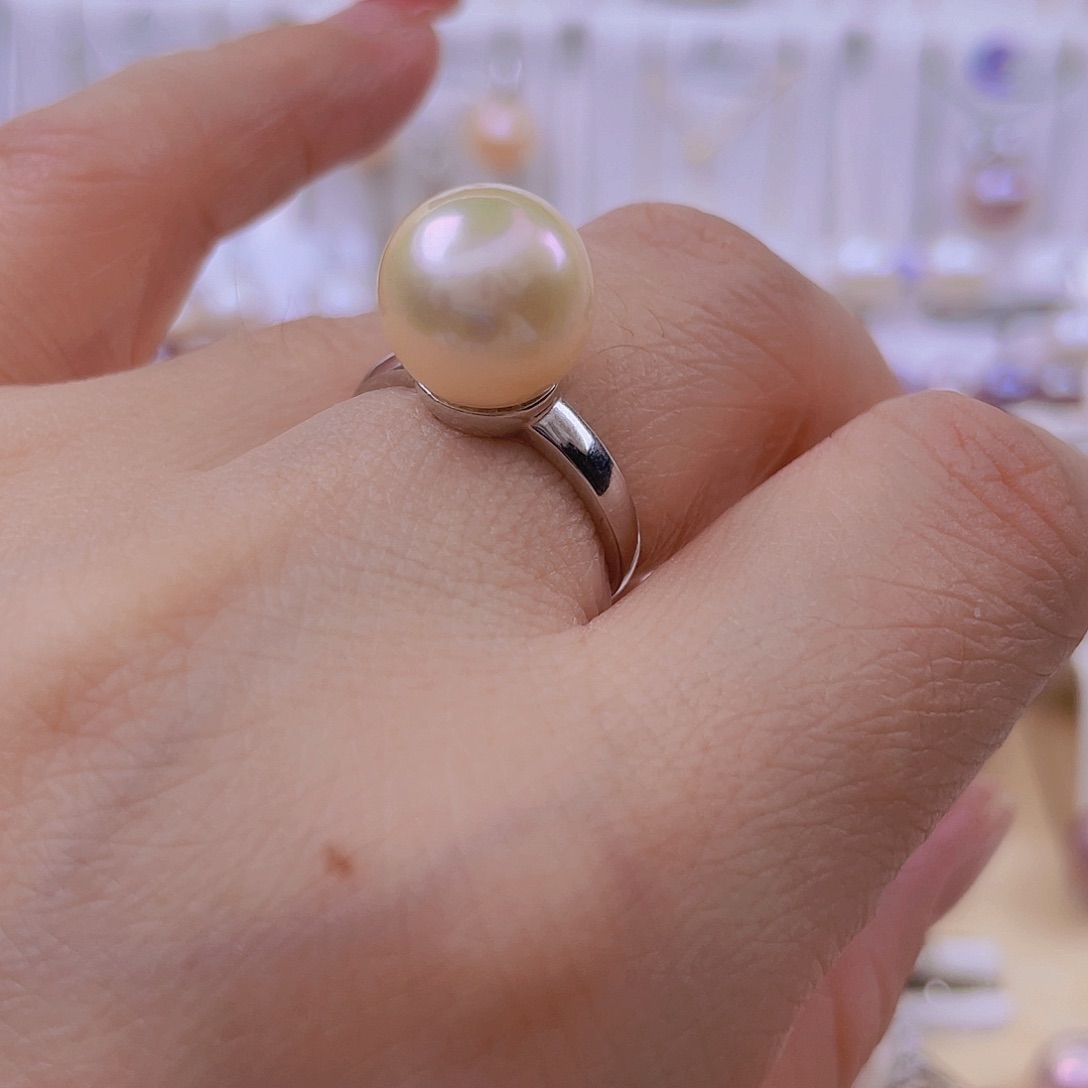 戒指淡水珍珠银S925镶嵌