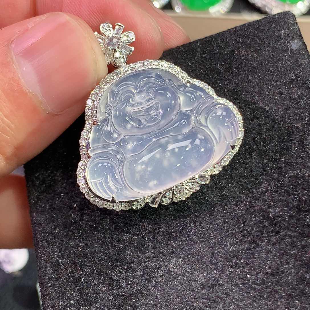 翡翠吊坠(赠链)18K金镶嵌