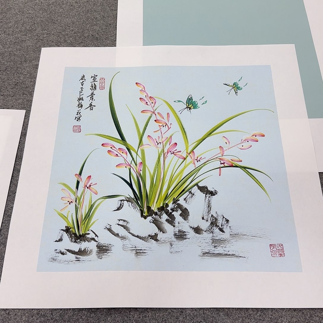 国画国画立体兰花作品
