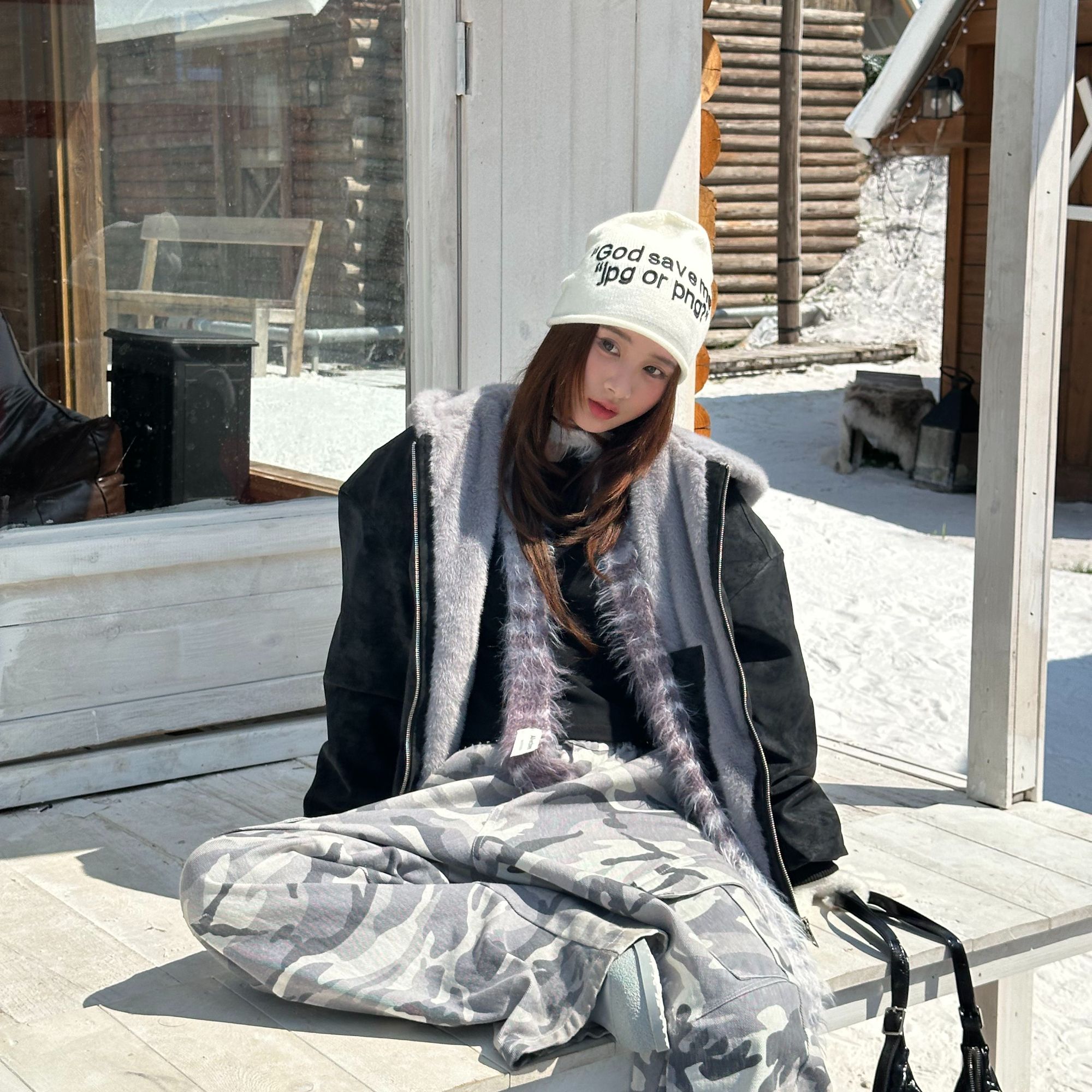 【琥珀流光】荔枝软皮1500g连帽座山雕皮男女冬季加绒毛领商品图